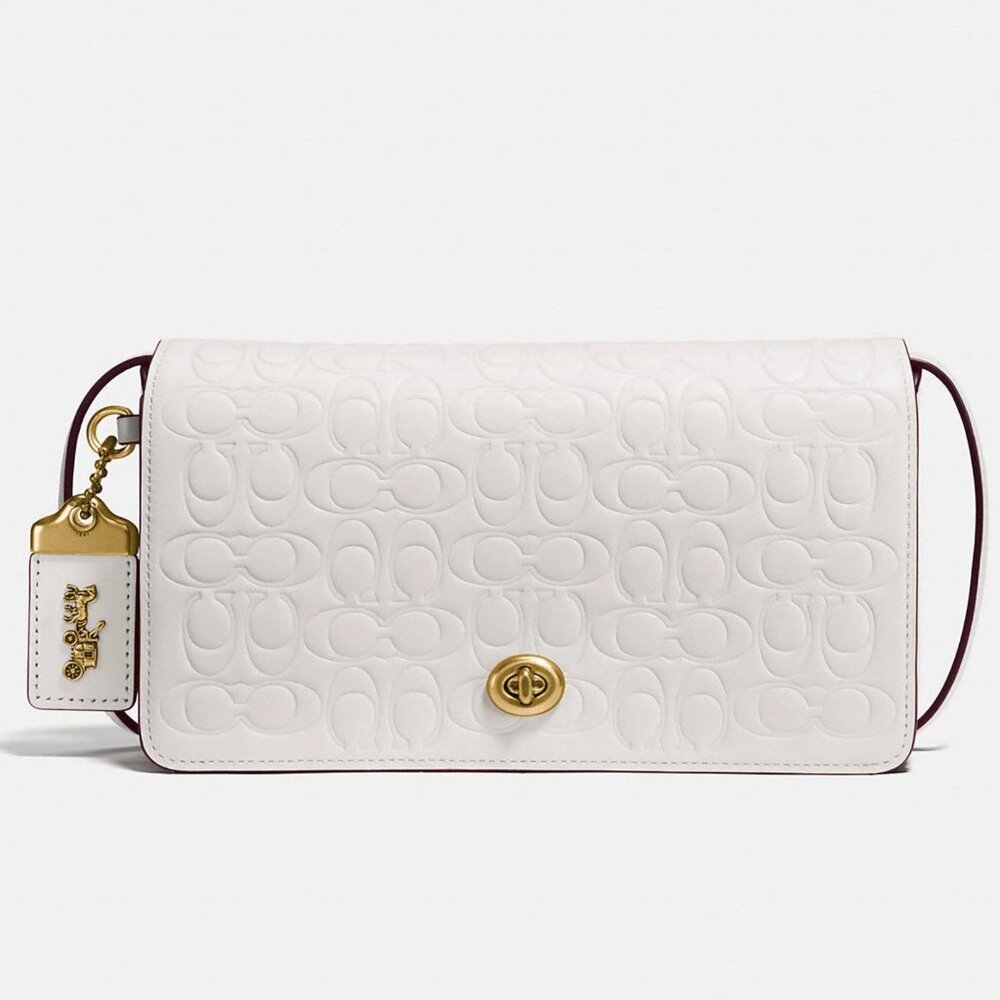 COACH Dinky Bag In White Signature Leather